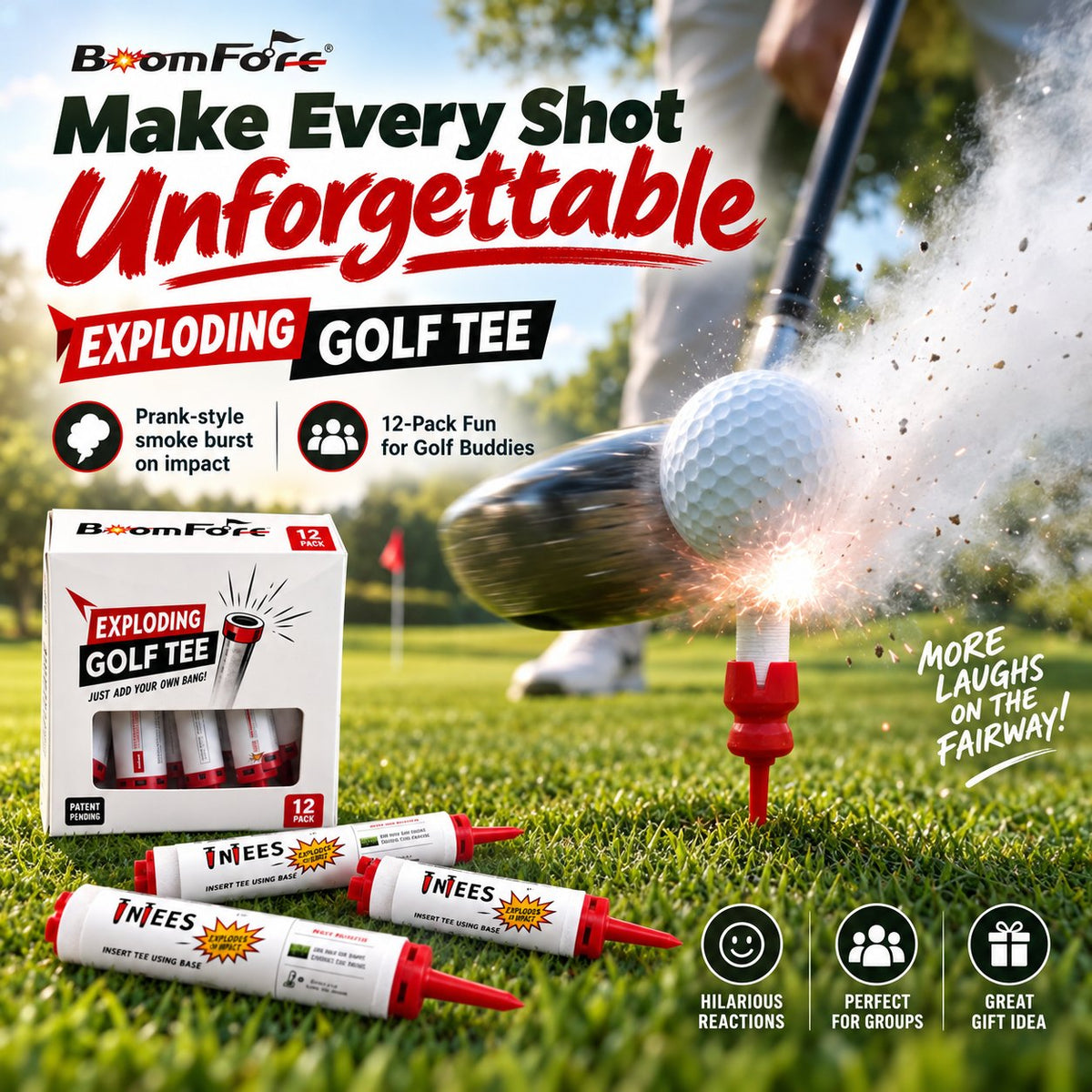 BoomFore Exploding Golf Tees - 12 Pack