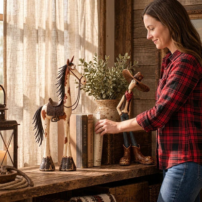 🤠🐴Whimsical Western Cowboy & Horse Figurine Duo - The Perfectly Odd Western Duo