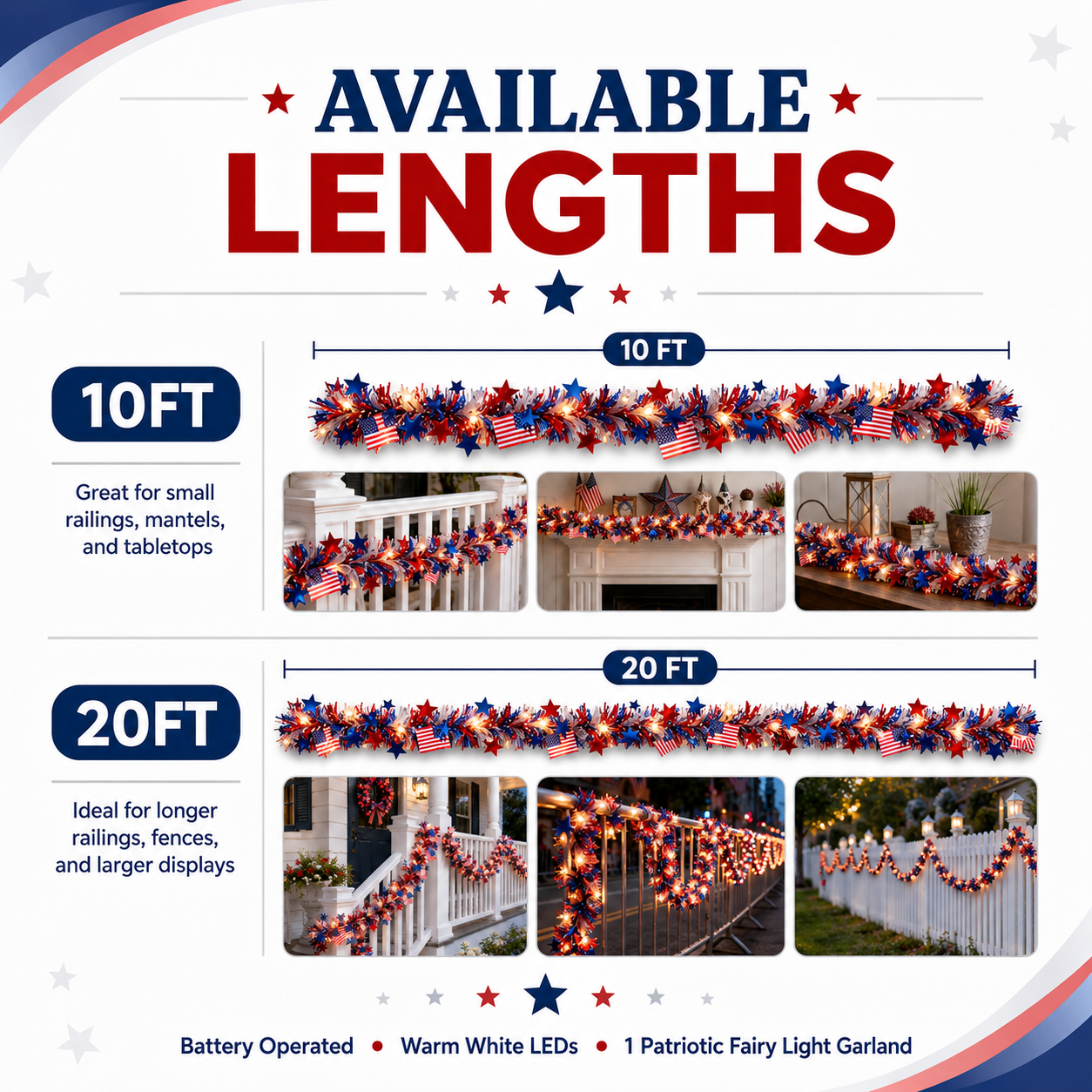 Celebrate 250 Years of Freedom with American Flag & Star Fairy Lights ✨
