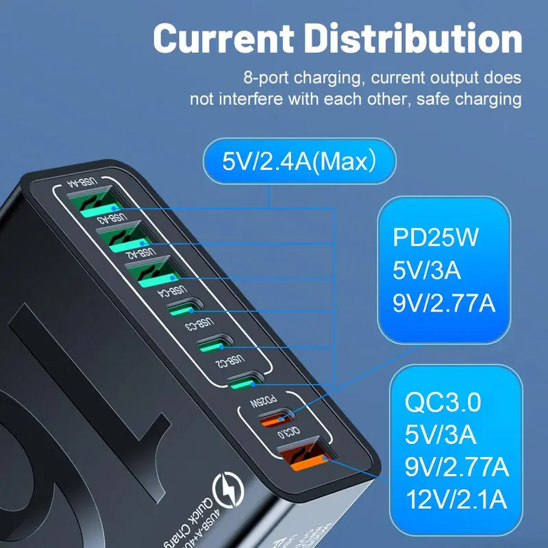 🔥USB Hub PortableSmart 8port Charger for Multiple
