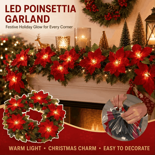 🎉🎁 49% OFF Christmas Gift Decor – Poinsettia LED Garland String Lights