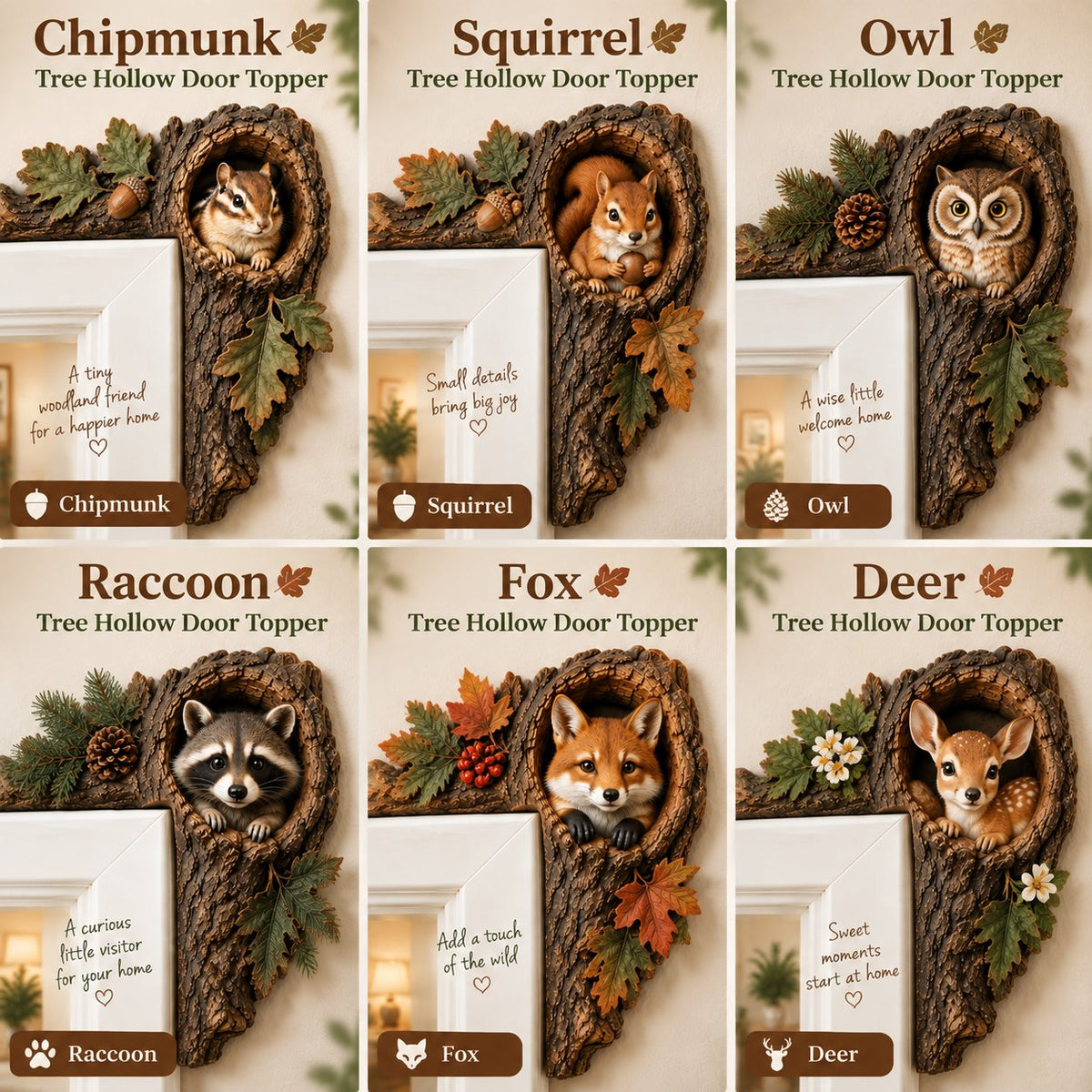 🔥LAST DAY 50% OFF -🐿️ 3D Chipmunk Tree Hollow Door Topper