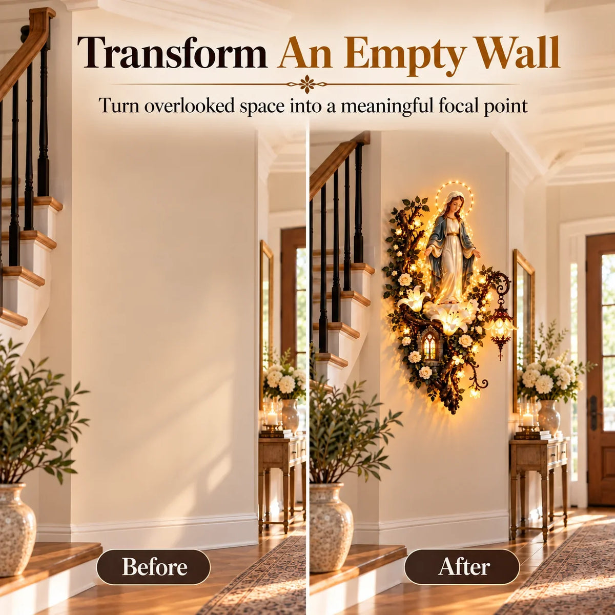 ⏳ Last Day 50% OFF-✨Illuminated Virgin Mary Floral Wall Decor