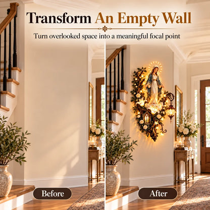⏳ Last Day 50% OFF-✨Illuminated Virgin Mary Floral Wall Decor