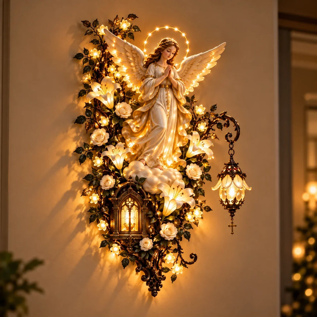 ⏳ Last Day 50% OFF-✨Illuminated Virgin Mary Floral Wall Decor