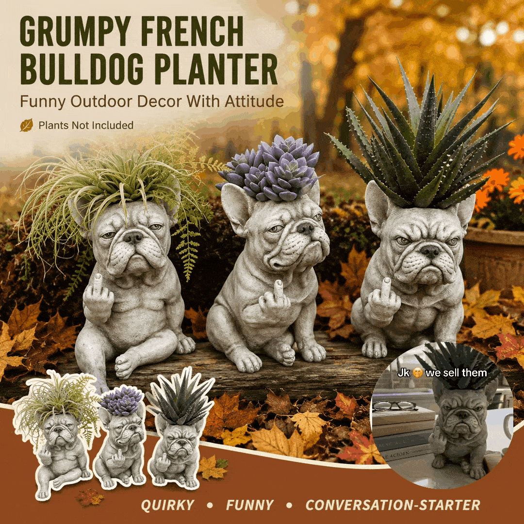🐶 Limited-Time 58% OFF - Grumpy French Bulldog Planter (Plants not included)