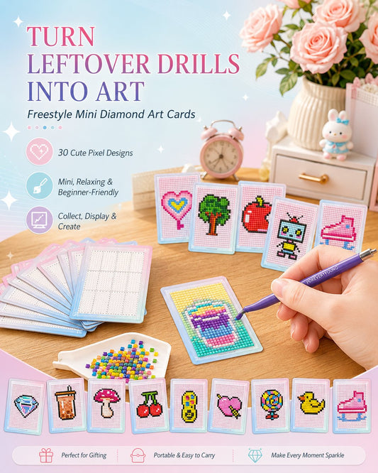 👨‍🎨✨30PCS Freestyle Mini Diamond Art Card Kit – Cute DIY Pixel Craft