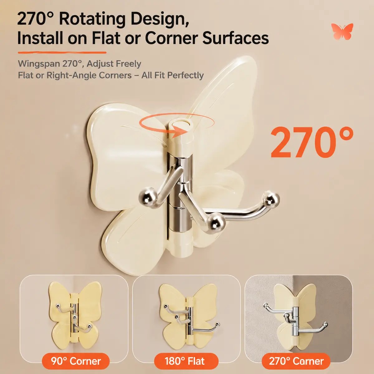 🦋 4 Pack Rotating Butterfly Hooks