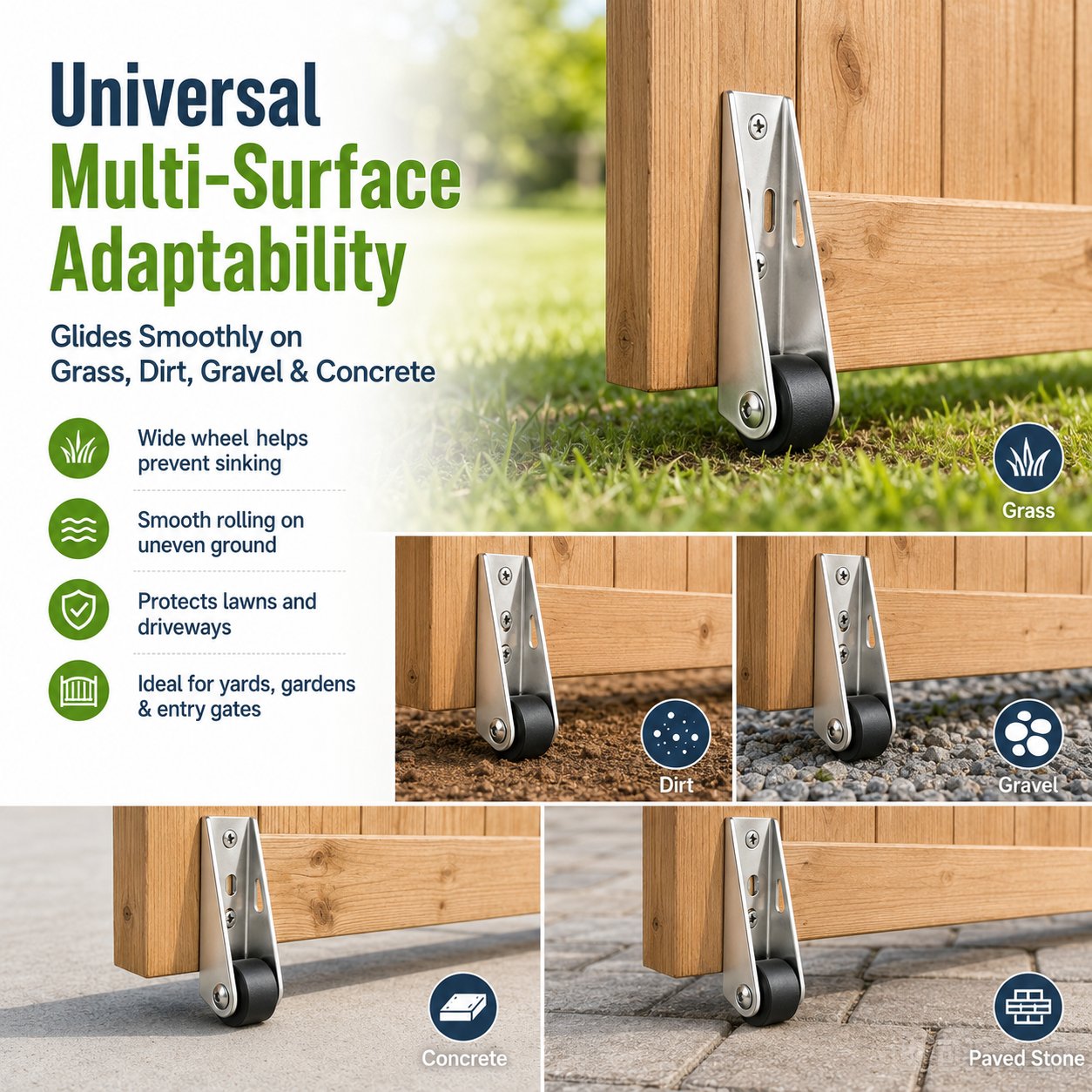🔧 Heavy-Duty Gate Support Wheel – Anti-Sag Fence Repair Roller for Smooth, Easy Gate Movement ✨