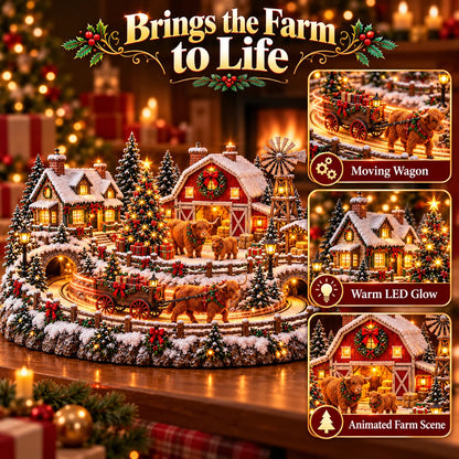 🔥 LAST DAY 49% OFF 🐮 Highland Cow Christmas Farm Village – Animated Holiday Scene