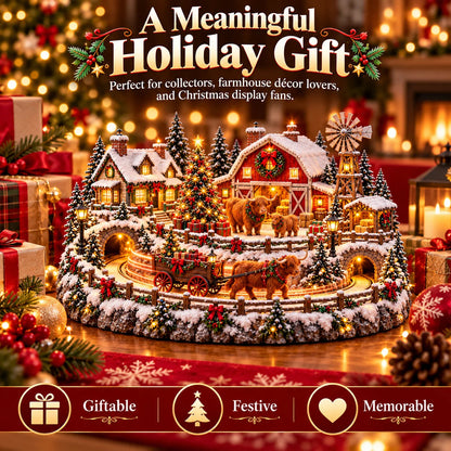 🔥 LAST DAY 49% OFF 🐮 Highland Cow Christmas Farm Village – Animated Holiday Scene