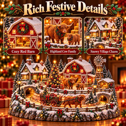 🔥 LAST DAY 49% OFF 🐮 Highland Cow Christmas Farm Village – Animated Holiday Scene