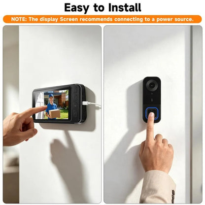 🔔1080P Video Doorbell with 4.3″ Indoor Monitor— No App or Home Wi-Fi