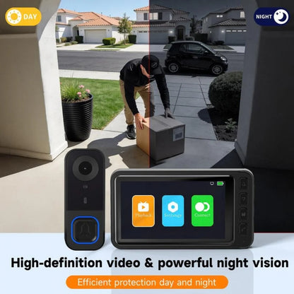 🔔1080P Video Doorbell with 4.3″ Indoor Monitor— No App or Home Wi-Fi