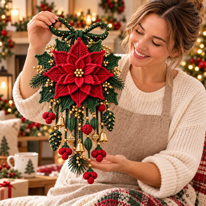 ⏳ Last Day 49% OFF – 🎄 Christmas Crochet Curtain Tieback DIY Kit | Beginner-Friendly Options, 8 Festive Designs 🧶