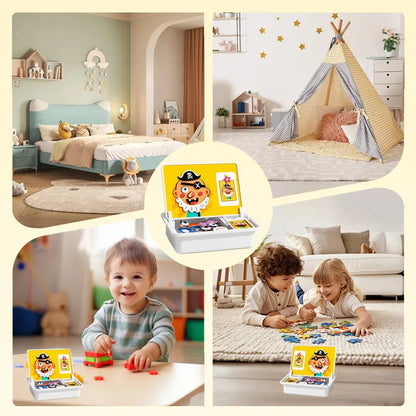 Kid's Magnet Puzzle Box with Game & Drawing Board