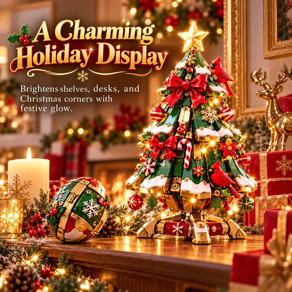 🔥 Last Day 50% Off 🔥"Egg-to-Christmas-Tree™" Magical Transforming Toy – Cardinal-Themed Christmas Tree Holiday Gift🎄🎁✨