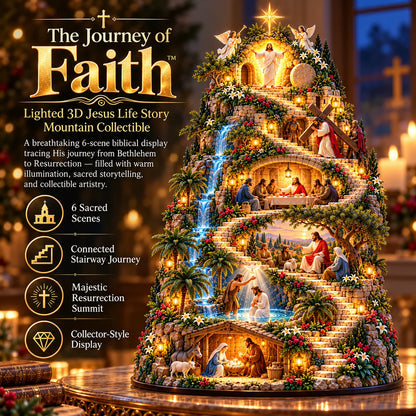 ✝️ The Journey of Faith™ – Lighted 3D Jesus Life Story Mountain with 6 Sacred Biblical Scenes