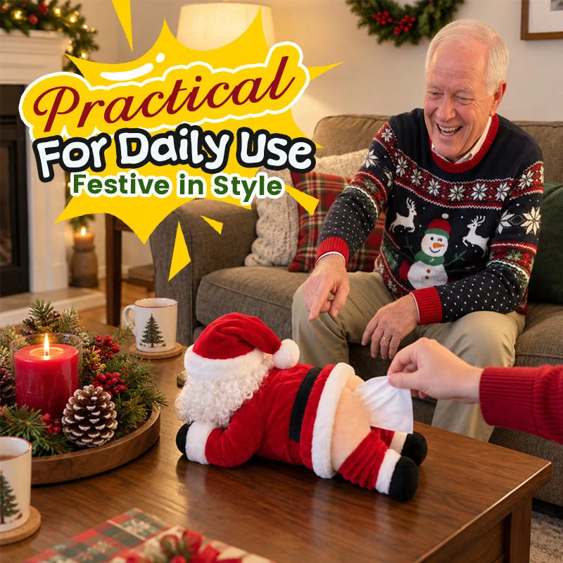 Santa’s Cheeky Tissue Box | Funny Christmas Decor & Gag Gift
