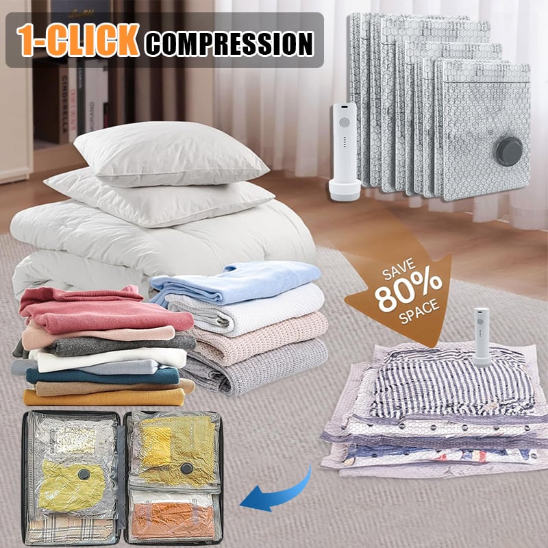 🎁Last day 49% OFF 🧳 Travel Space Saver Vacuum Bag Set with Cordless Pump