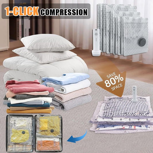 🎁Last day 49% OFF 🧳 Travel Space Saver Vacuum Bag Set with Cordless Pump