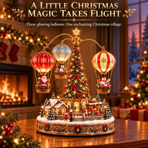 ✨ Last Day – 49% OFF-🎅🎈Santa’s Aerial Journey—A Christmas Hot Air Balloon Village with Lights and Motion