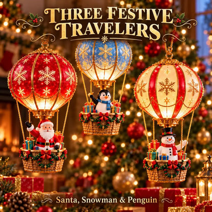 ✨ Last Day – 49% OFF-🎅🎈Santa’s Aerial Journey—A Christmas Hot Air Balloon Village with Lights and Motion