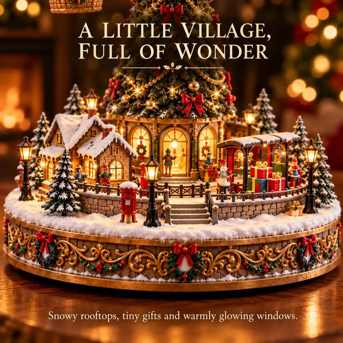 ✨ Last Day – 49% OFF-🎅🎈Santa’s Aerial Journey—A Christmas Hot Air Balloon Village with Lights and Motion