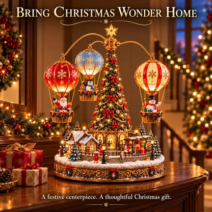 ✨ Last Day – 49% OFF-🎅🎈Santa’s Aerial Journey—A Christmas Hot Air Balloon Village with Lights and Motion