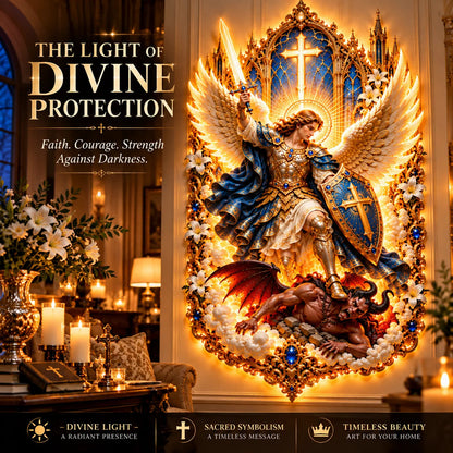 🛡️ Let faith triumph over darkness! ✨ Saint Michael the Archangel — A decorative light piece embodying divine protection