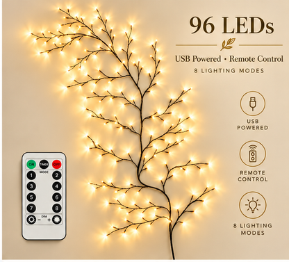 🔥LAST DAY 50% OFF -✨Remote-Controlled Flexible LED Branch Light for Wall Mounting