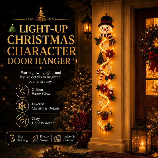 🎄𝟒𝟗% 𝐎𝐅𝐅 𝐅𝐥𝐚𝐬𝐡 𝐒𝐚𝐥𝐞 Christmas Magic Glowing Door Hanger – Light Up Your Door for the Holidays