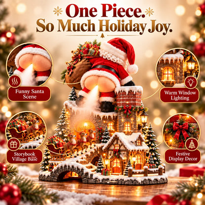 🎅 Santa’s Cheeky Christmas Village™ – Lighted Aroma Diffuser with Funny Santa Mist & Magical Holiday Glow