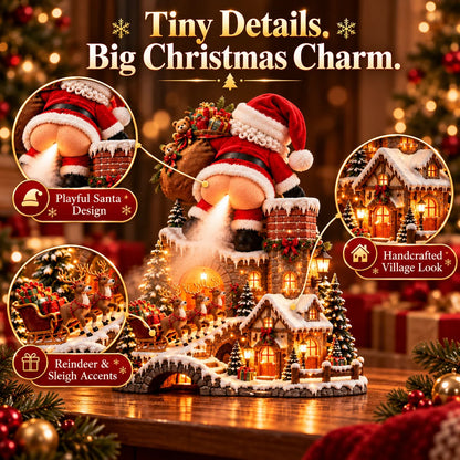 🎅 Santa’s Cheeky Christmas Village™ – Lighted Aroma Diffuser with Funny Santa Mist & Magical Holiday Glow