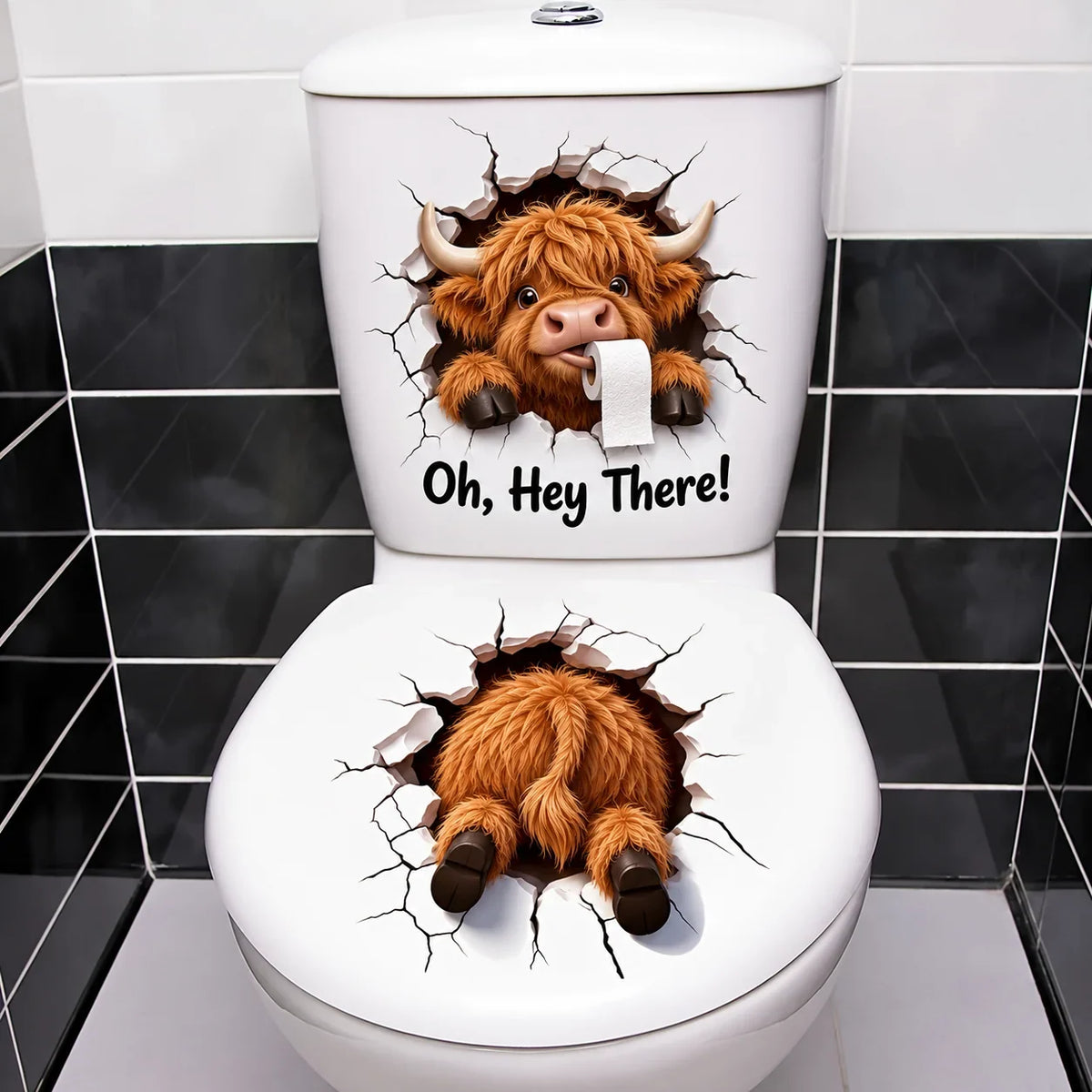😂 "Bathroom Buddy" — Removable, Fun 3D Toilet Decals | Create Quirky Bathroom Decor or the Perfect Prank Gift 🦝