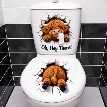 😂 "Bathroom Buddy" — Removable, Fun 3D Toilet Decals | Create Quirky Bathroom Decor or the Perfect Prank Gift 🦝