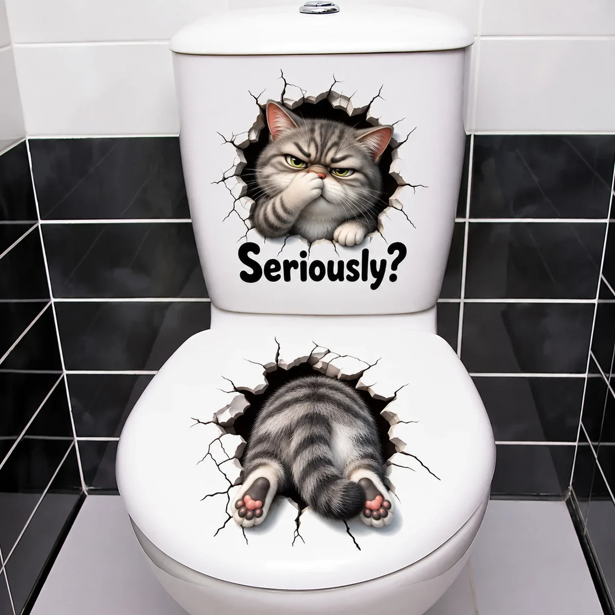 😂 "Bathroom Buddy" — Removable, Fun 3D Toilet Decals | Create Quirky Bathroom Decor or the Perfect Prank Gift 🦝
