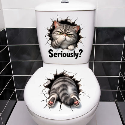 😂 "Bathroom Buddy" — Removable, Fun 3D Toilet Decals | Create Quirky Bathroom Decor or the Perfect Prank Gift 🦝