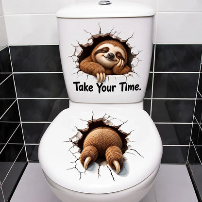 😂 "Bathroom Buddy" — Removable, Fun 3D Toilet Decals | Create Quirky Bathroom Decor or the Perfect Prank Gift 🦝