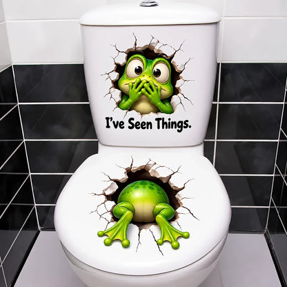 😂 "Bathroom Buddy" — Removable, Fun 3D Toilet Decals | Create Quirky Bathroom Decor or the Perfect Prank Gift 🦝