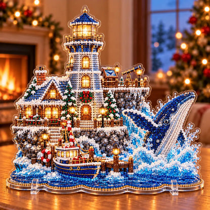 ✨ Last Day – 49% OFF!✨ Pearl Christmas Lighthouse Diamond Painting Kit🎅⛄️❄️