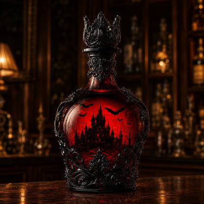 🦇🍺Gothic Vampire Castle Whisky Decanter & Tumbler - Gothic Bottle🔥