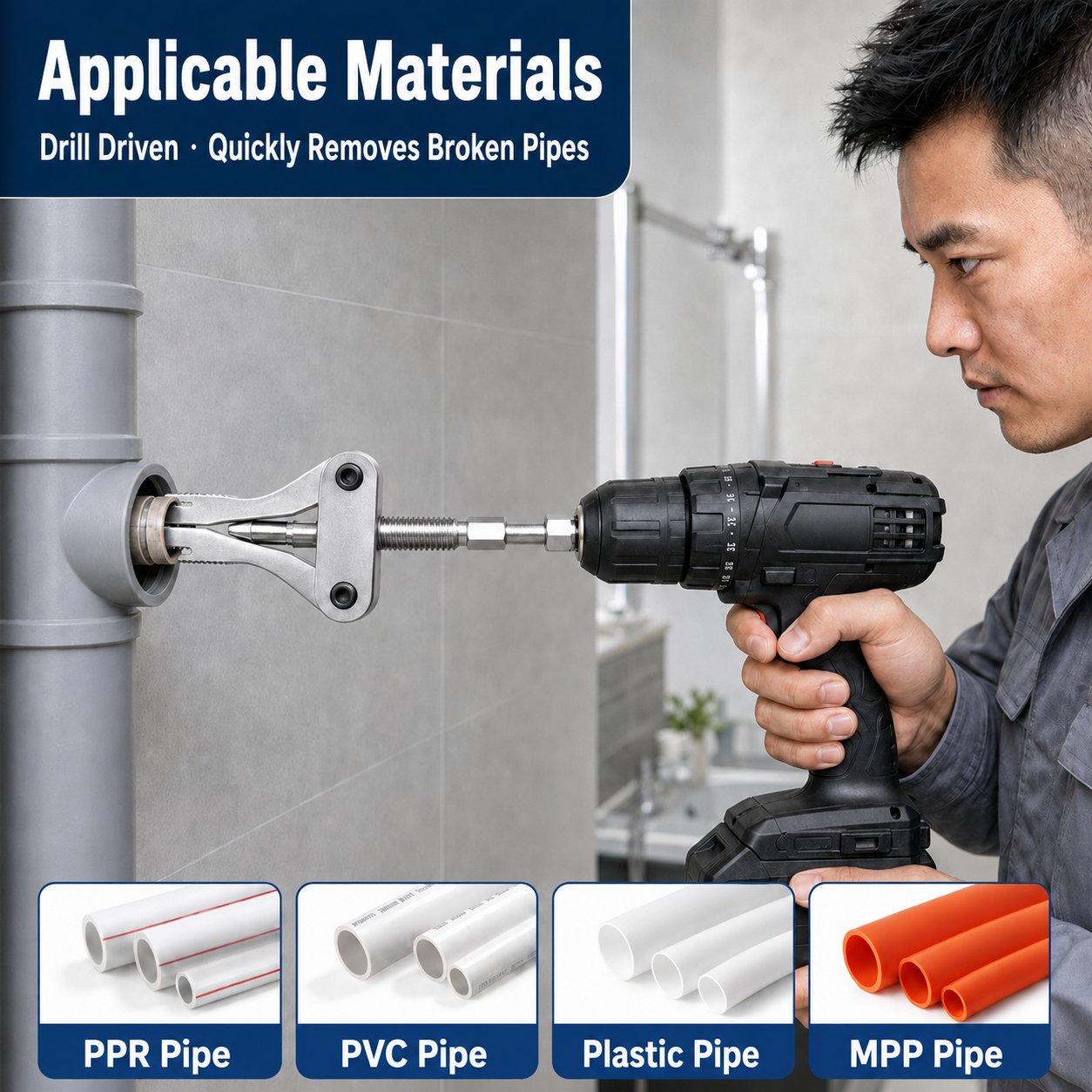 🛠️Broken Pipe Thread Extractor Tool—Fast Drill-Powered Broken Fitting Removal Tool