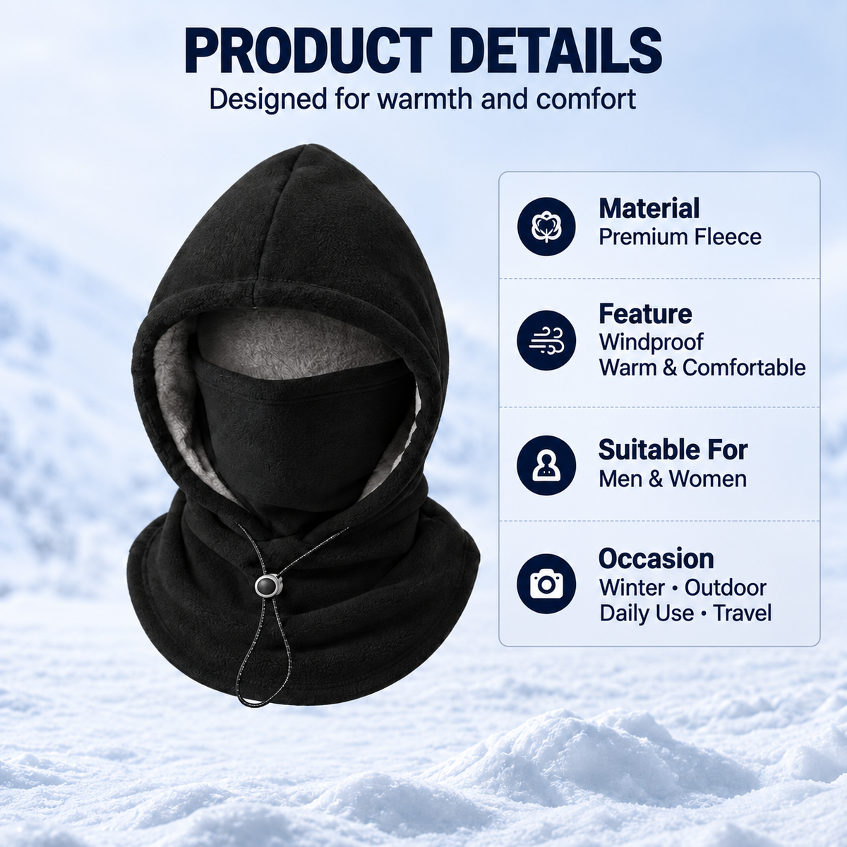 💥LAST DAY 50% OFF-❄️Windproof and Warm Integrated Face-Protection Hat🌨️(Fleece-lined)