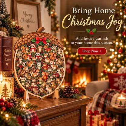 ⏳ Last Day 49% OFF –🎄🧩 Wooden Christmas Puzzle with Stand