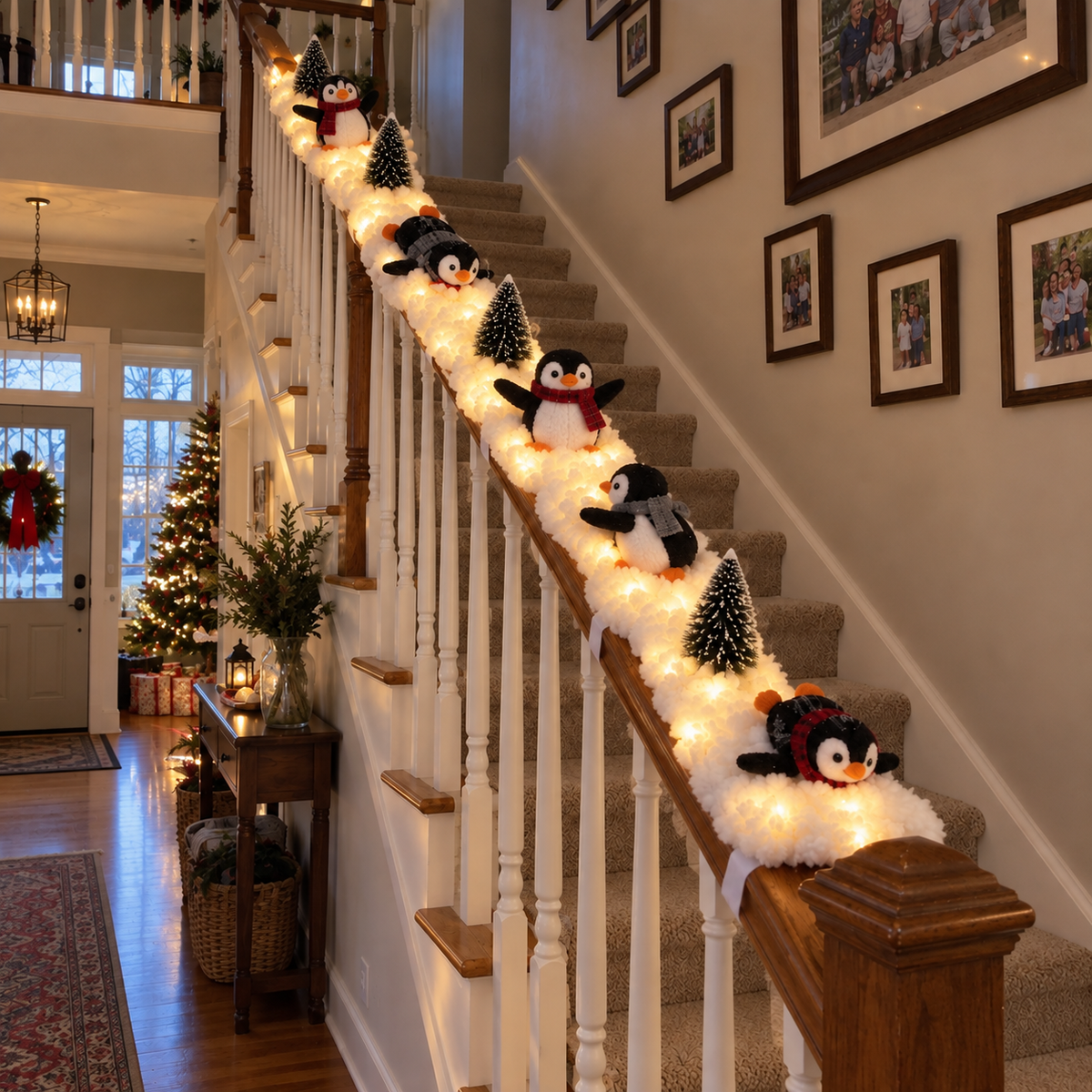 🎄 Christmas Special 50% OFF-🐧Playful Penguin Snowy Stair Railing Decor