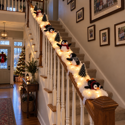 🎄 Christmas Special 50% OFF-🐧Playful Penguin Snowy Stair Railing Decor
