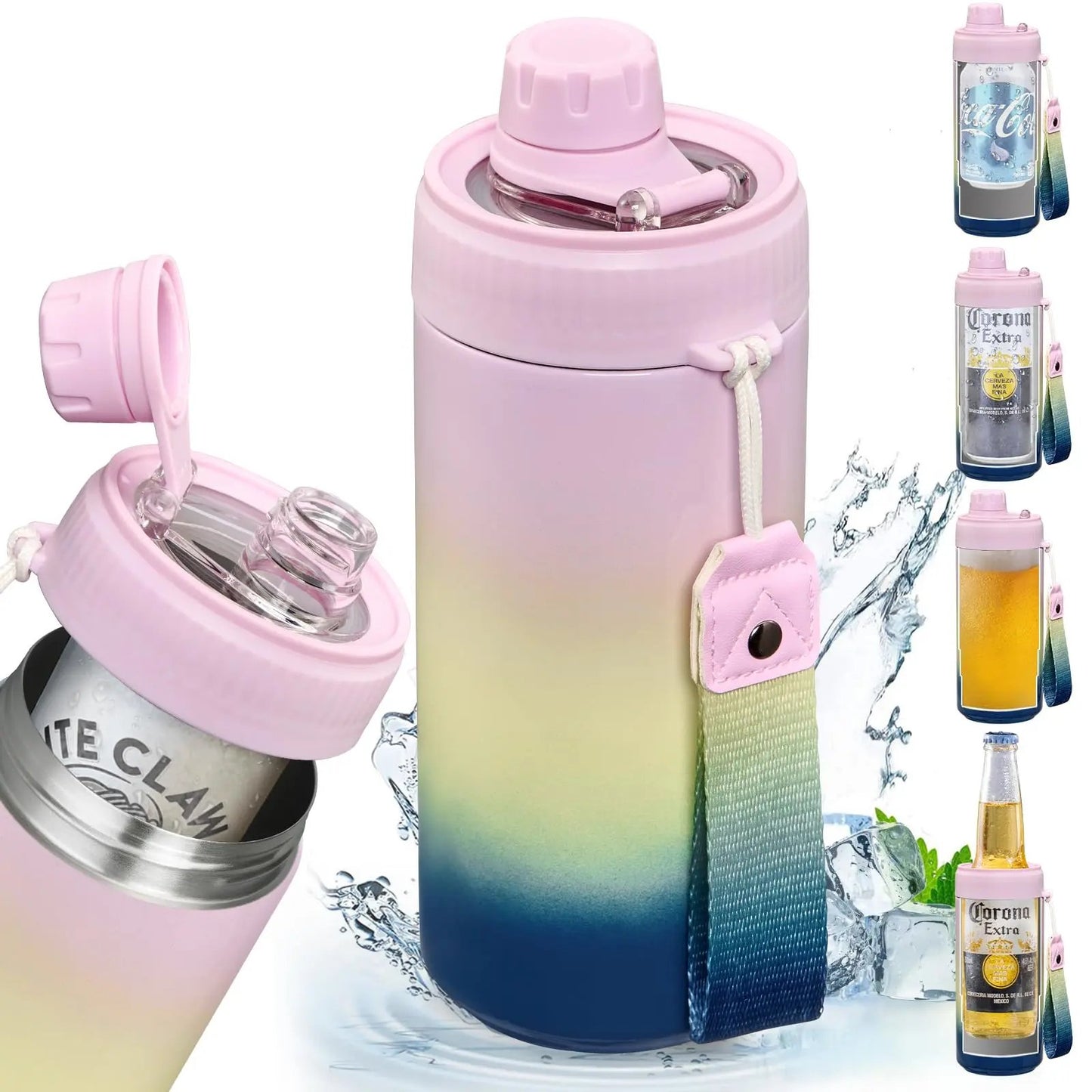 4-in-1 Insulated Tumbler Cup – Leakproof Travel Cup for Cans, Bottles & Cold Drinks