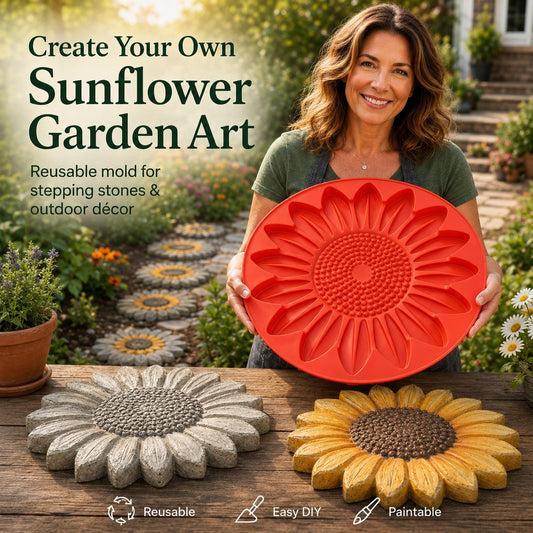 🌻 Reusable DIY Concrete Mold For Outdoor Decor – Create Beautiful Handmade Garden Path Decor