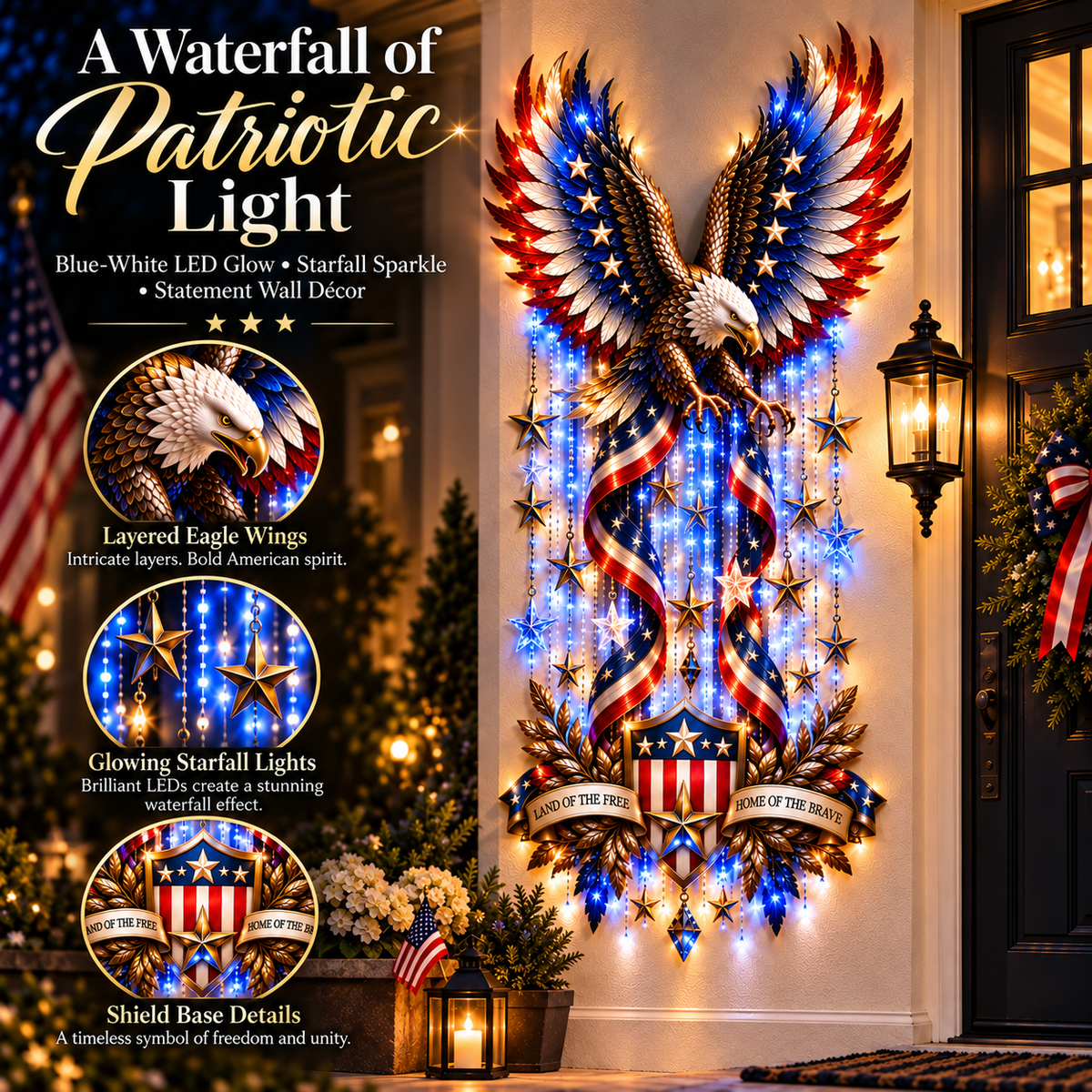 ✨Last Day 49% OFF-🦅American Eagle Glory Waterfall Light
